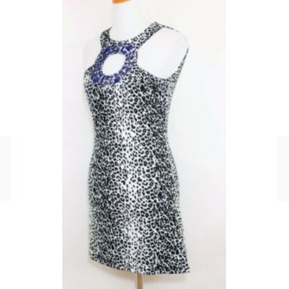 CACHE BLACK & WHITE ANIMAL PRINT SLEEVELESS DRESS - Picture 2 of 9